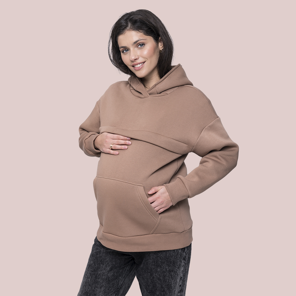 Warm maternity & nursing oversize hoodie Cocoa