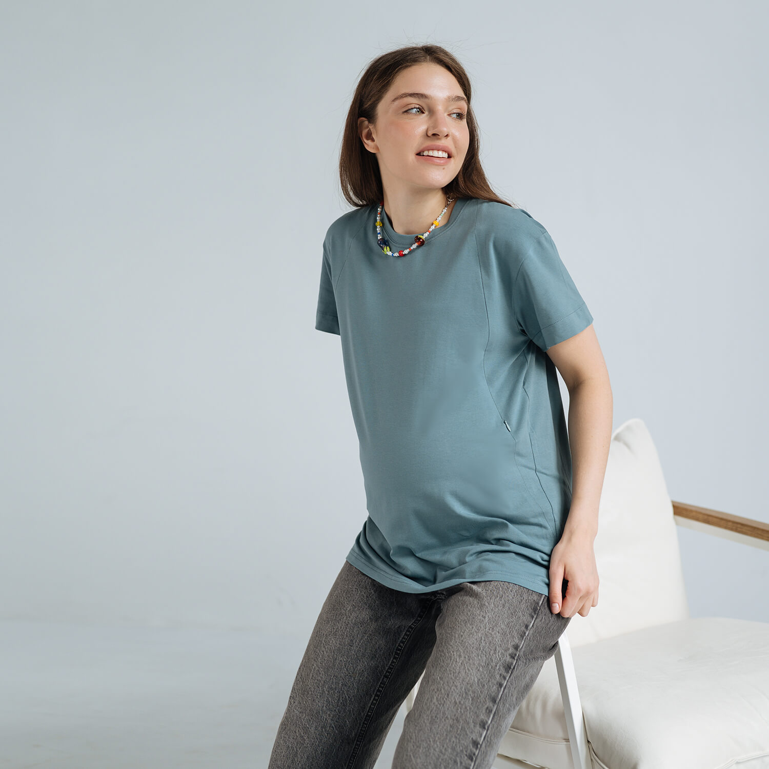 Maternity & nursing oversize T-shirt Blue