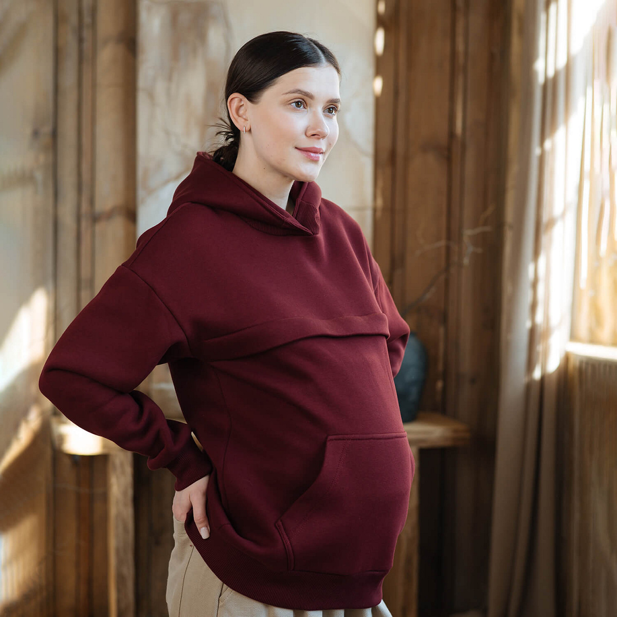 Warm maternity & nursing oversize hoodie