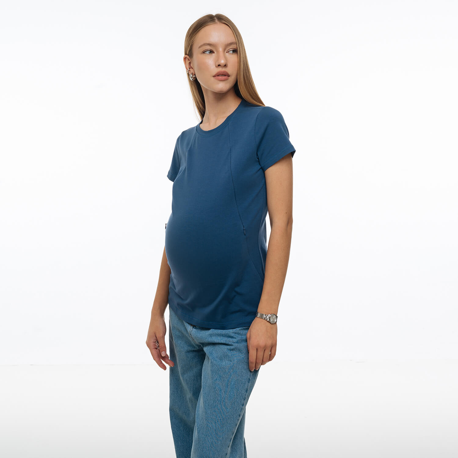 Straight fit maternity and nursing t-shirt Navy