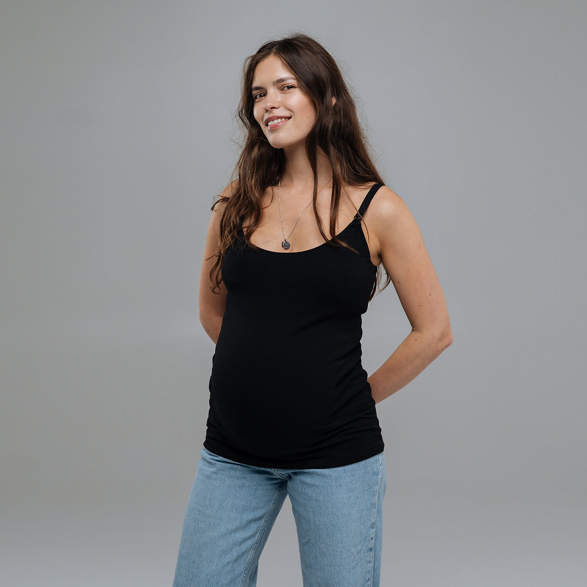 Maternity and nursing camisole top — Black