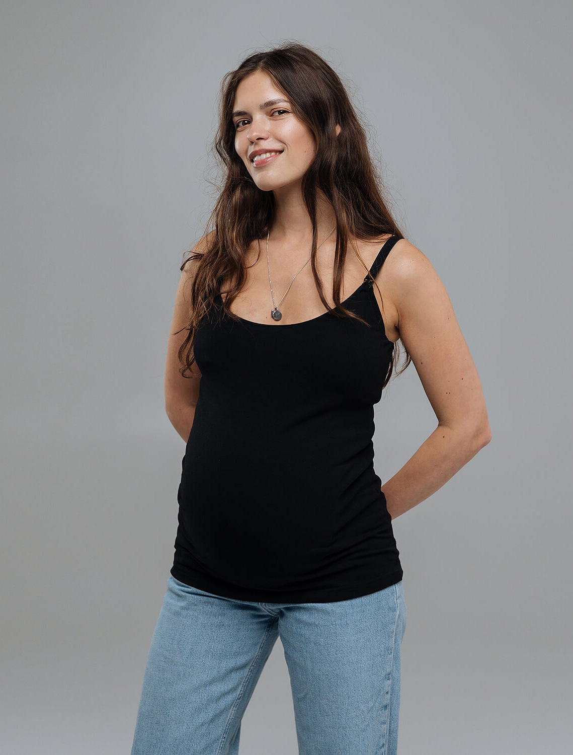Maternity and nursing camisole top — Black