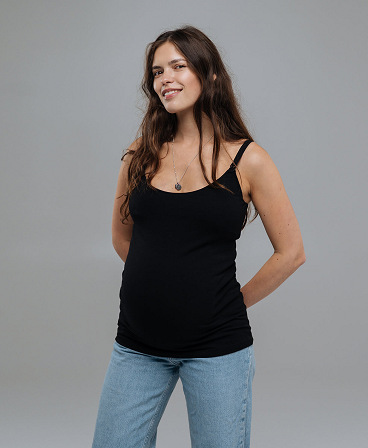 Maternity and nursing camisole top — Black