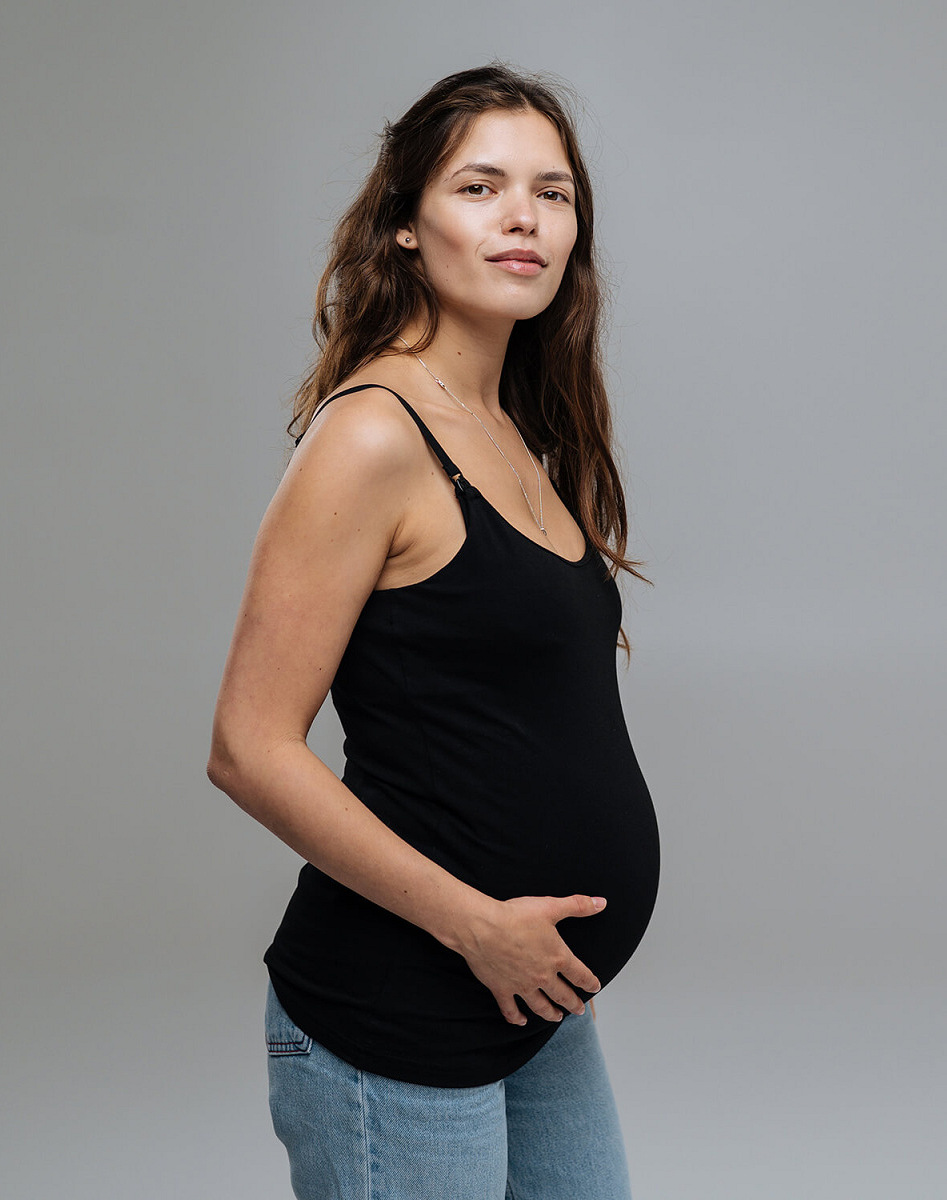Maternity and nursing camisole top — Black