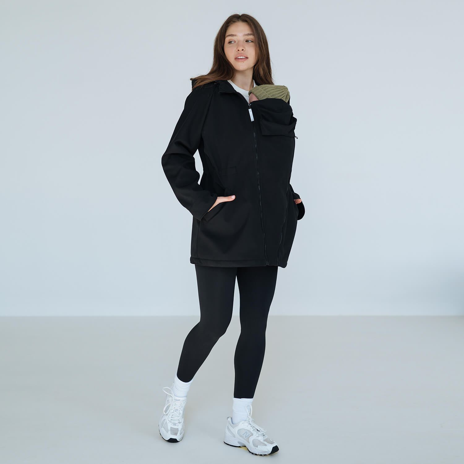 3 in 1 Softshell maternity babywearing jacket Nero