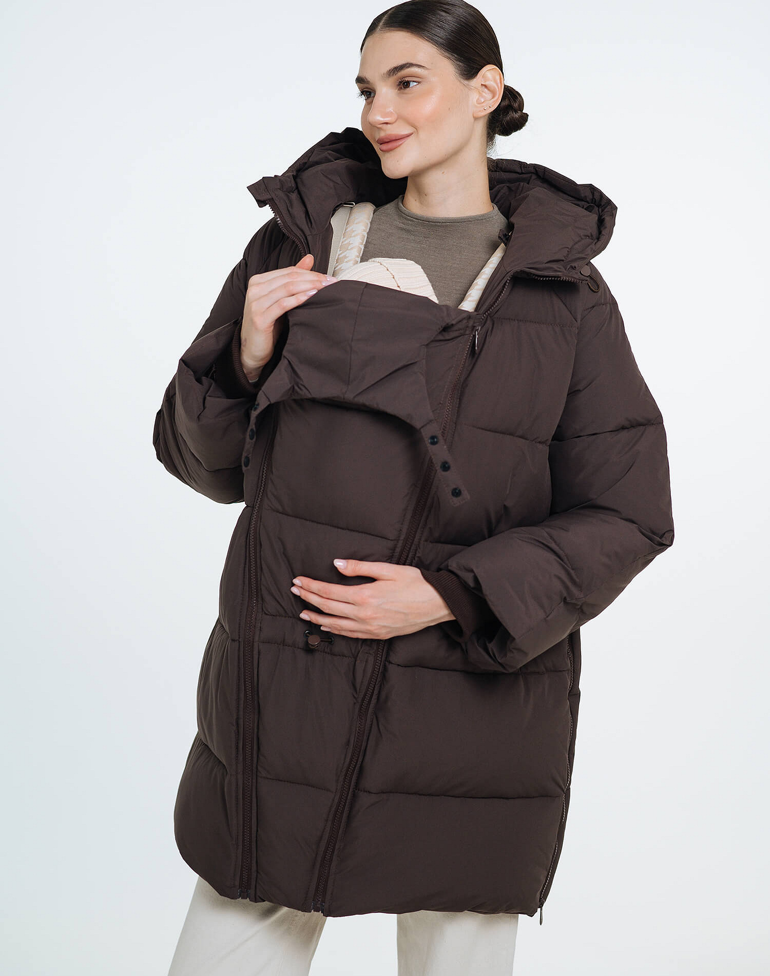 Love & Carry 3-in-1 winter babywearing coat in Chocolate
