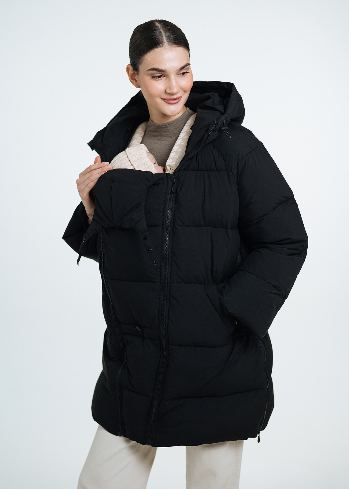 Love & Carry 3-in-1 black winter maternity and babywearing jacket
