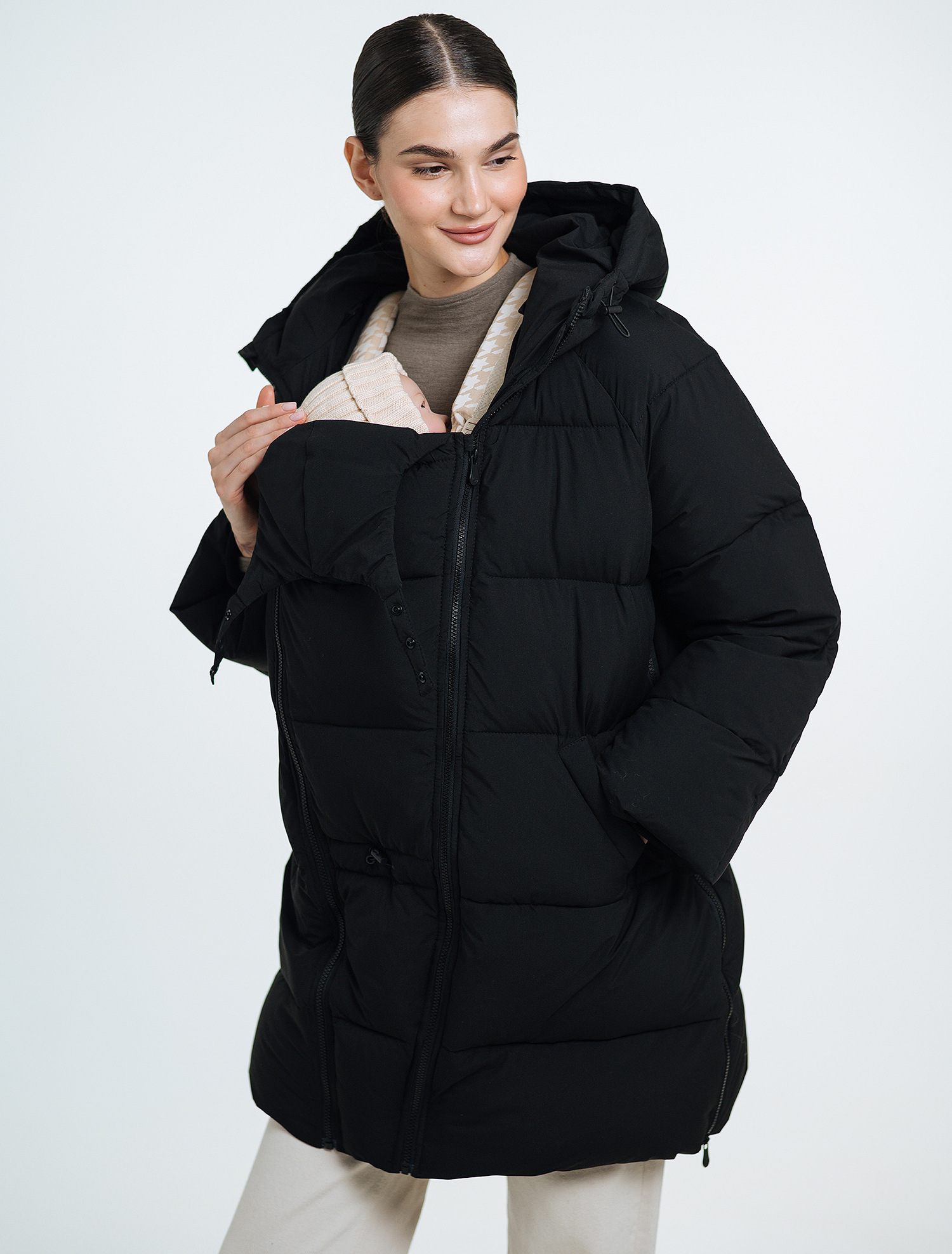 Love & Carry 3-in-1 black winter maternity and babywearing jacket