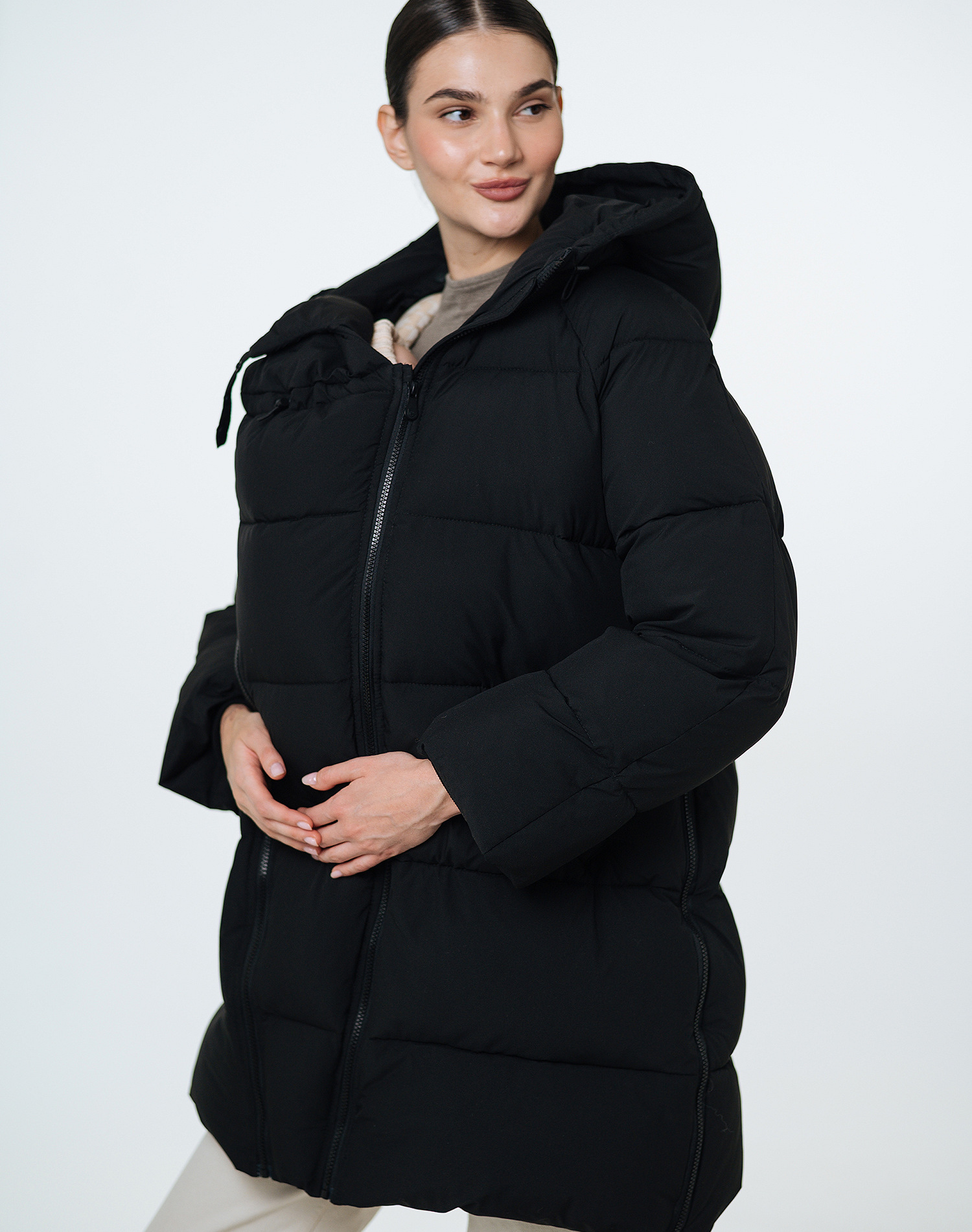 Love & Carry 3-in-1 black winter maternity and babywearing jacket