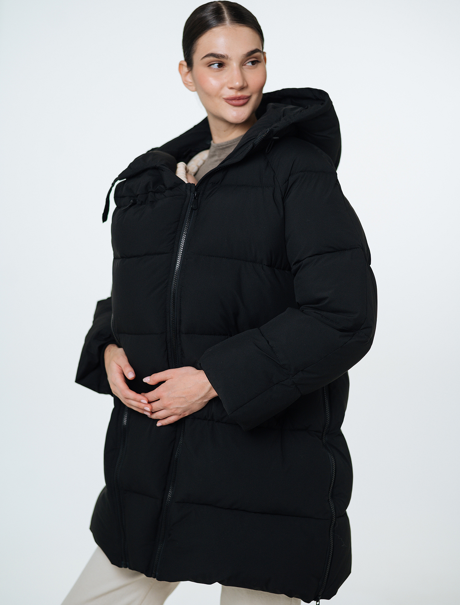Love & Carry 3-in-1 black winter maternity and babywearing jacket