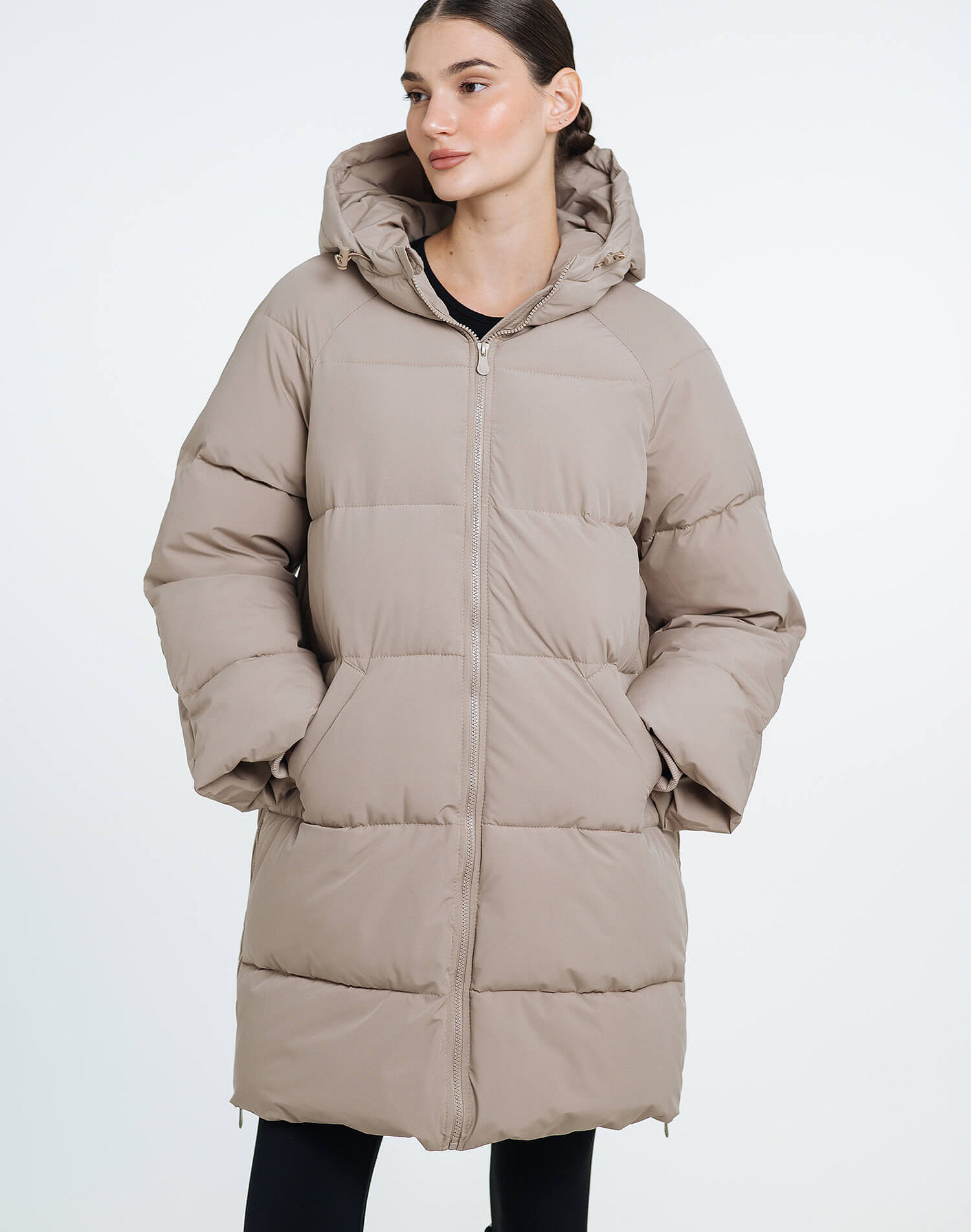 Love & Carry 3-in-1 beige winter maternity and babywearing jacket
