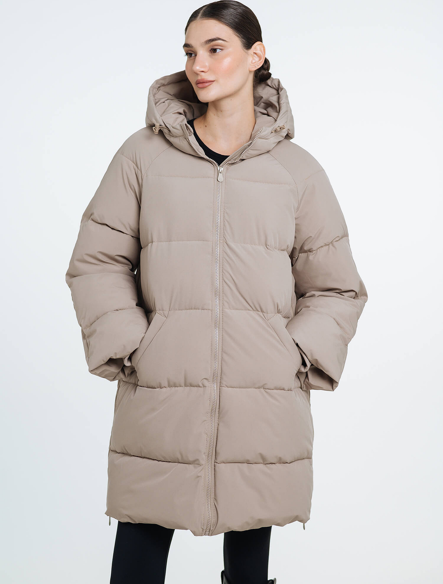Love & Carry 3-in-1 beige winter maternity and babywearing jacket