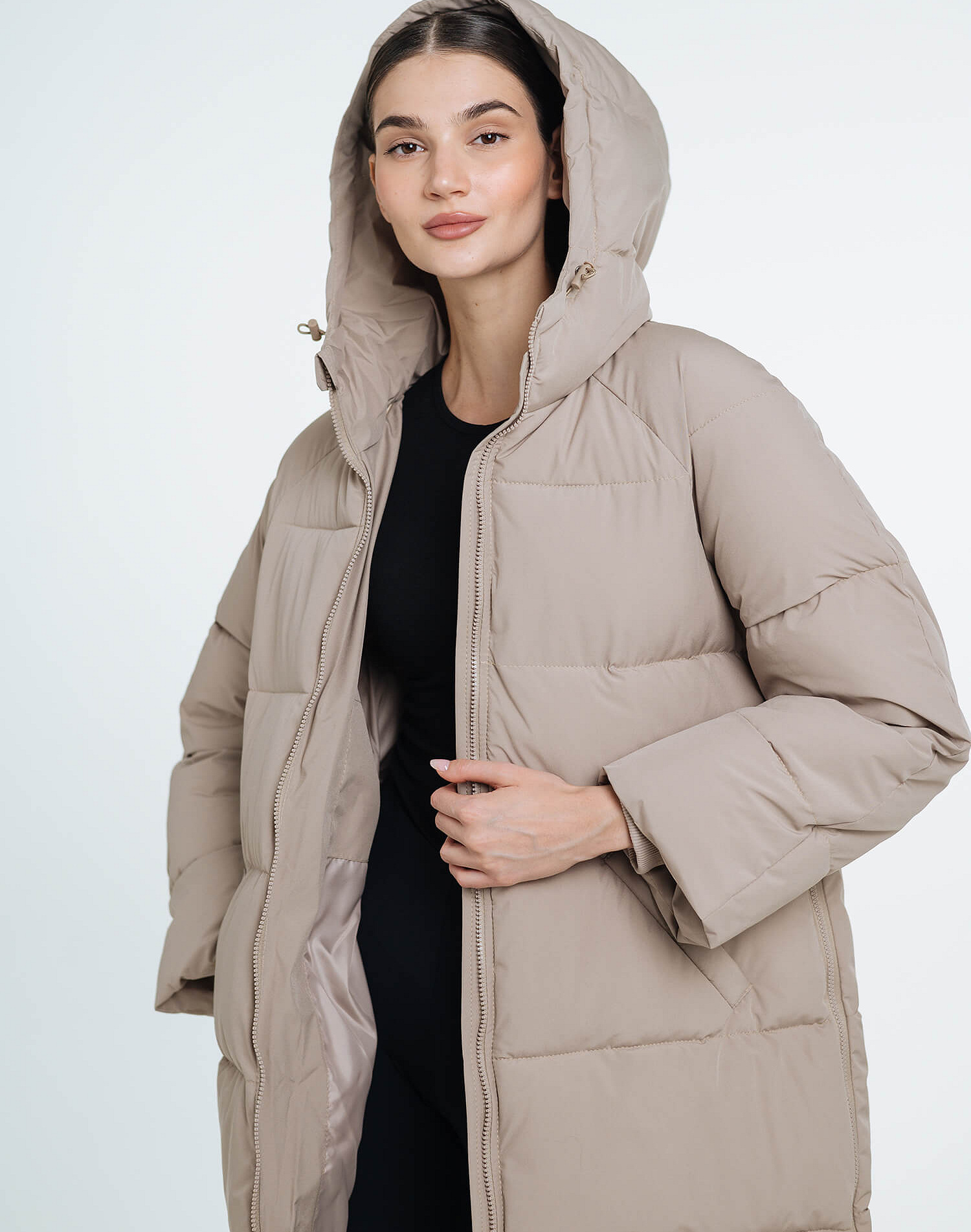 Love & Carry 3-in-1 beige winter maternity and babywearing jacket