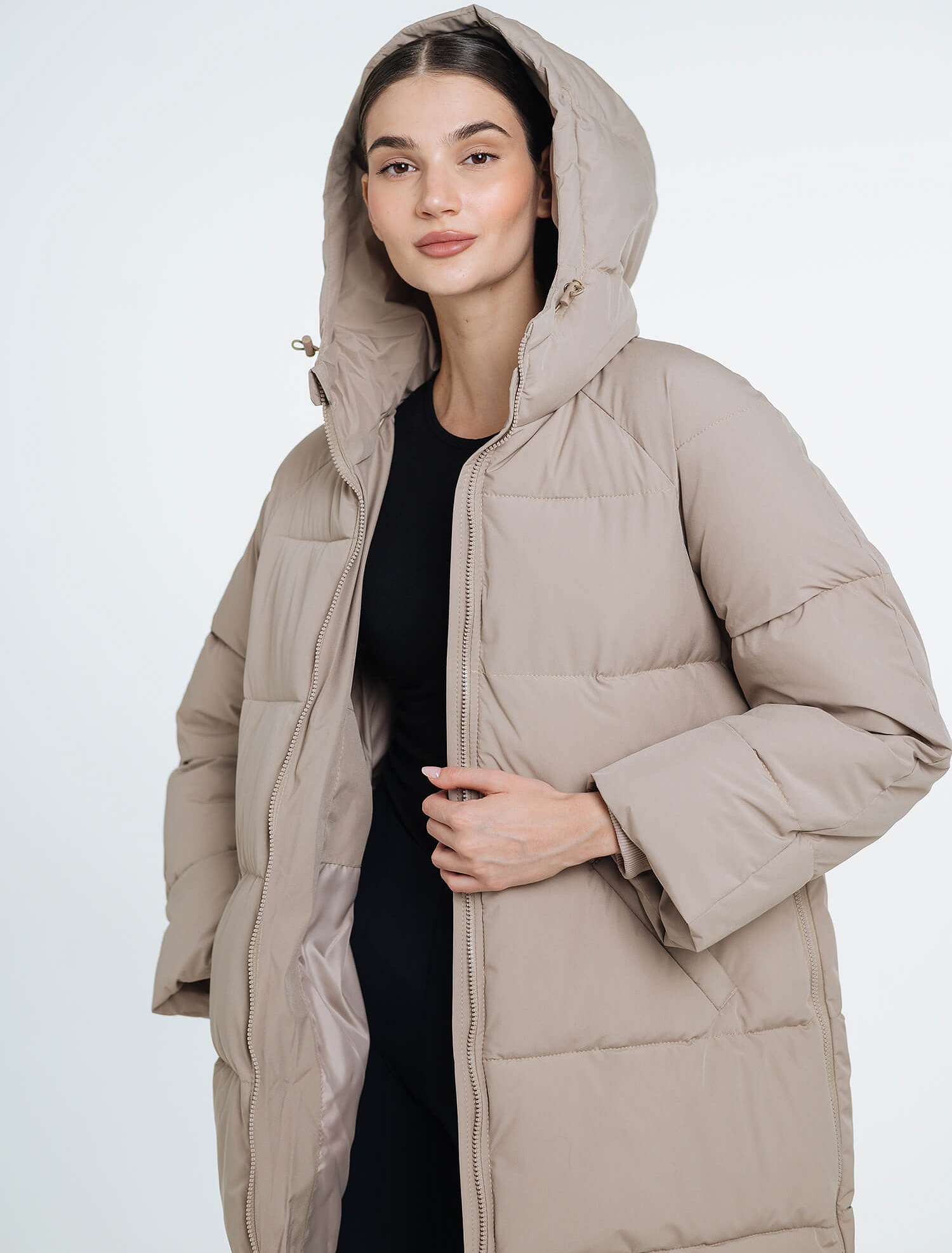 Love & Carry 3-in-1 beige winter maternity and babywearing jacket