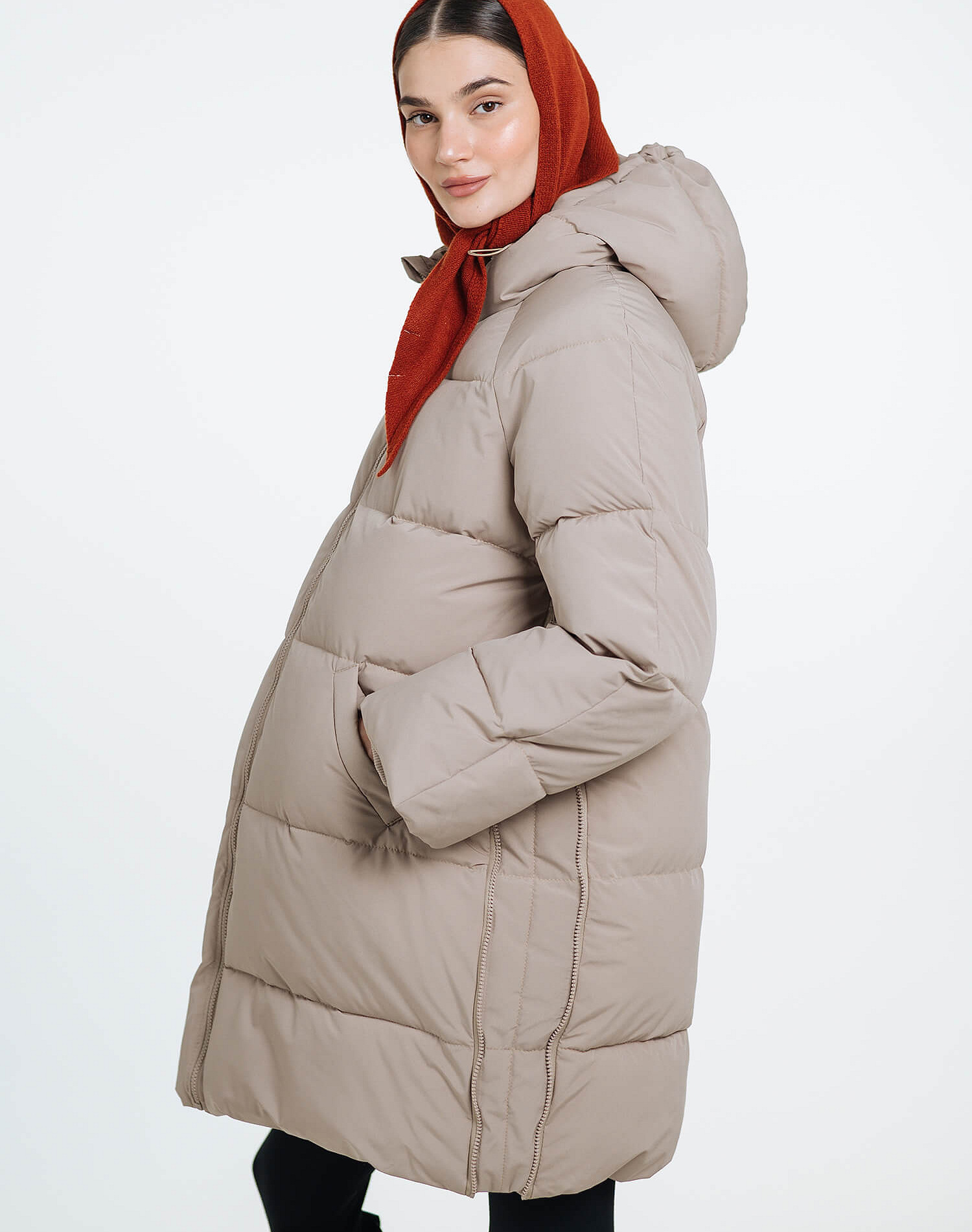 Love & Carry 3-in-1 beige winter maternity and babywearing jacket