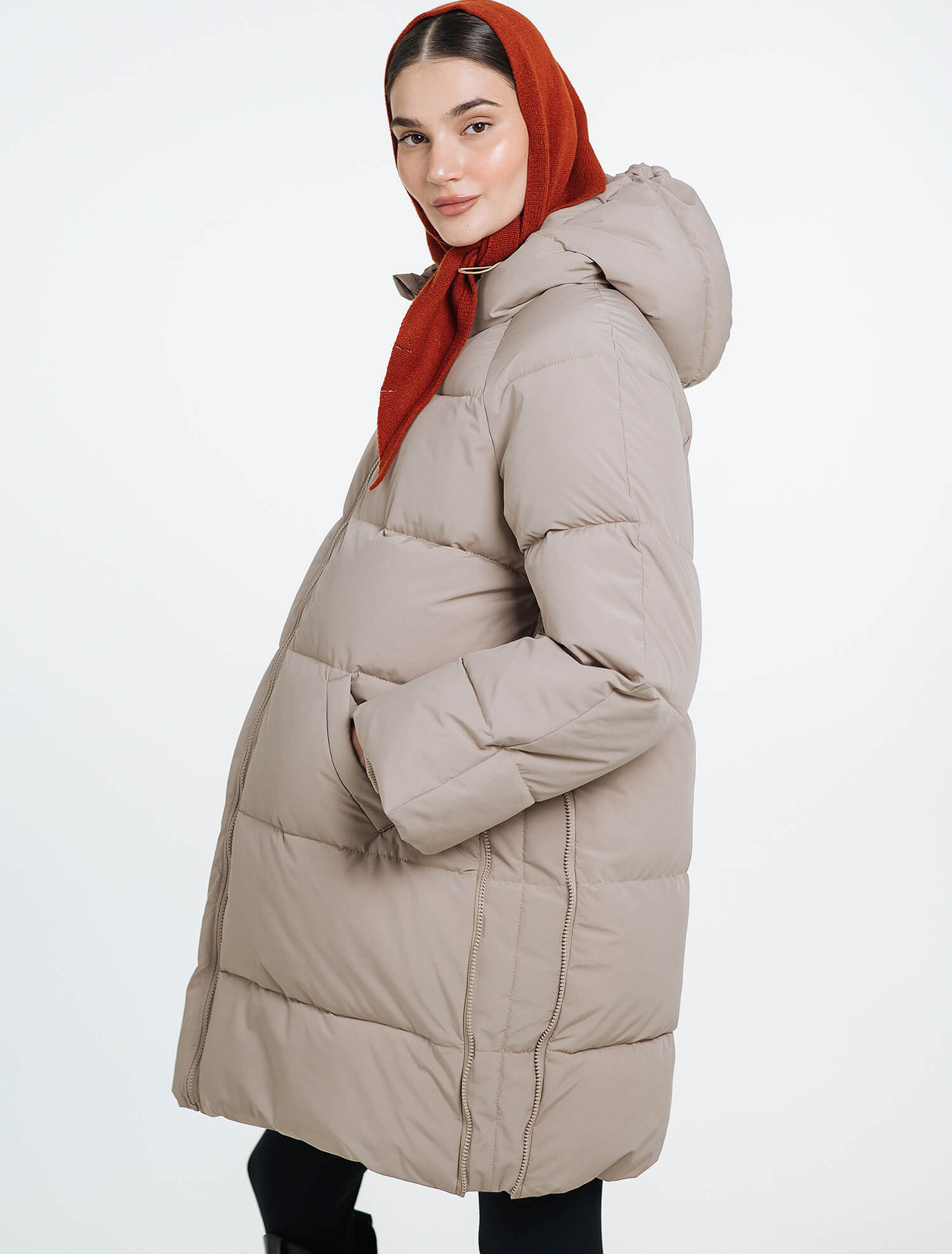 Love & Carry 3-in-1 beige winter maternity and babywearing jacket