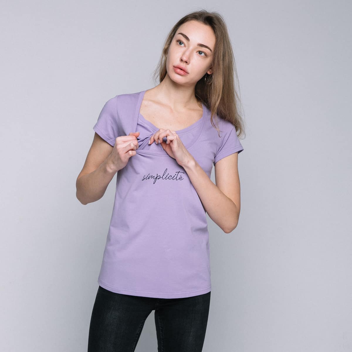 Maternity and nursing t-shirt Lilac