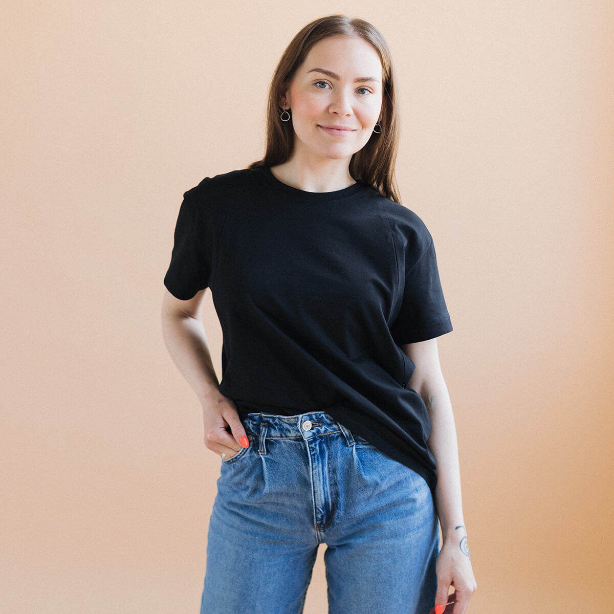 Umstands- und Still-T-Shirt in Übergröße Schwarz
