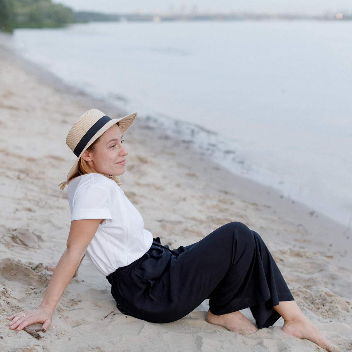 Lightweight maternity culottes Black