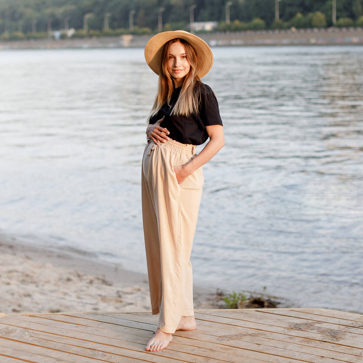 Lightweight maternity culottes Beige