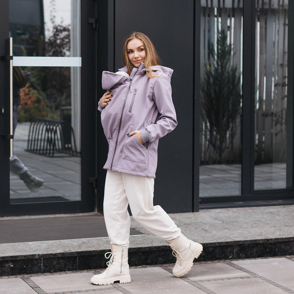 4 in 1 Softshell maternity babywearing jacket Lavender