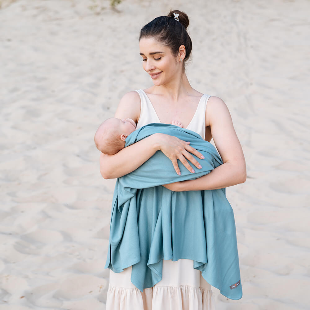 Stretchy swaddle blanket 110 x 90 cm Blue